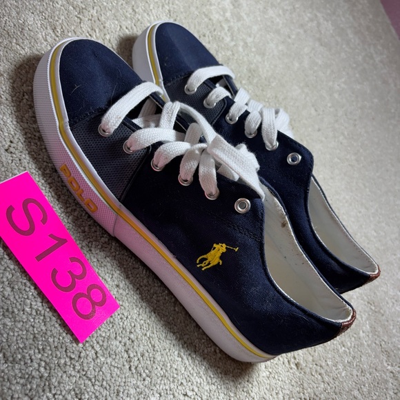 Polo Ralph Lauren Men's Size 9  Blue Vaughn Canvas Sneakers Boat‎ Deck  Logo - Picture 1 of 8